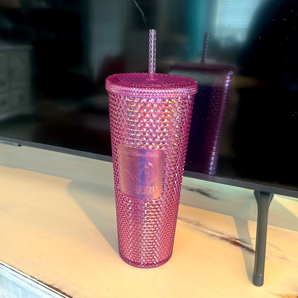 2021 Starbucks Disney 50th anniversary pink studded Iridescent 24oz tumbler